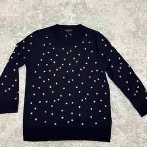 J.Crew Navy Blue Embroidered Star Sweater